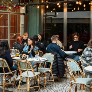 Modern cafe with gourmet pastries
